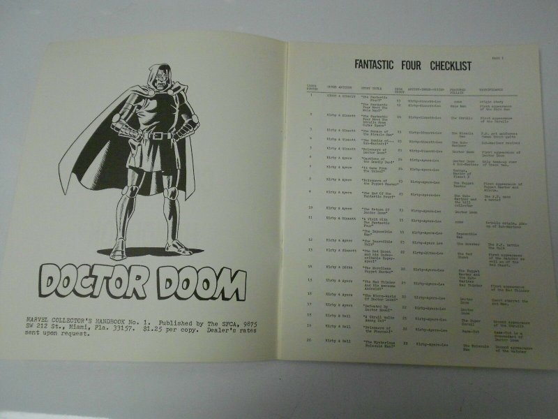 1973 MARVEL COLLECTOR'S HANDBOOK #1 VF- Kirby Fantastic Four Checklist RARE