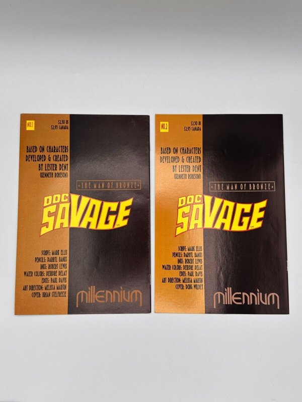 Doc Savage The Man of Bronze # 1 and # 2 (1992, Millennium) Fast & Safe Shipping