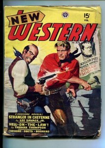 NEW WESTERN-FEB 1947-VIOLENT PULP FICTION-WANTED POSTER COVER-SAVAGE JR-vg