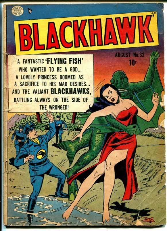 Blackhawk  #32 1950-Quality-Fish man-spicy babe-Reed Crandall-G