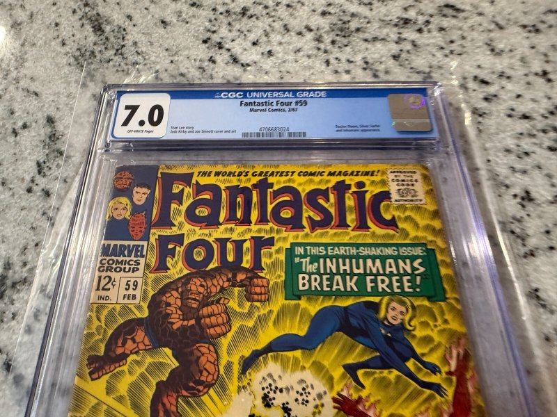 Fantastic Four # 59 CGC Graded 7.0 Marvel Comic Book 1967 Inhumans Dr. Doom JH28