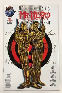 MR HERO #9 (1995) TEKNO COMICS VARIANT Gold Signed  by EVERYONE! NEIL GAIMAN!+