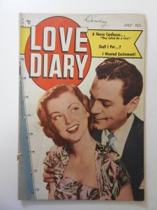 Love Diary #1 (1949) GD/VG Cond! tear back cover, cover detached bottom staple