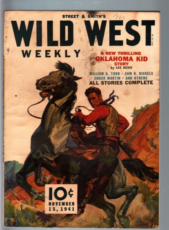 WILD WEST WEEKLY 11/15/1941-WESTERN PULP-OKLAHOMA KID G/VG