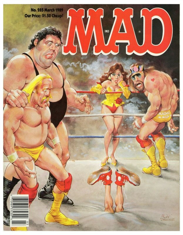 ORIGINAL Vintage 1989 Mad Magazine #285 Andre the Giant Hulk Hogan Macho Man WWF 