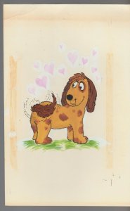 GET WELL SOON Cartoon Dog Wagging Tain 7x11 Greeting Card Art #C9339