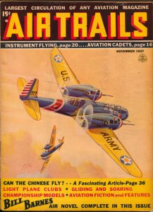 Air Trails 11/1937-Bill Barnes-hero pulp-George L Eaton-Tinsley cover-VG/FN