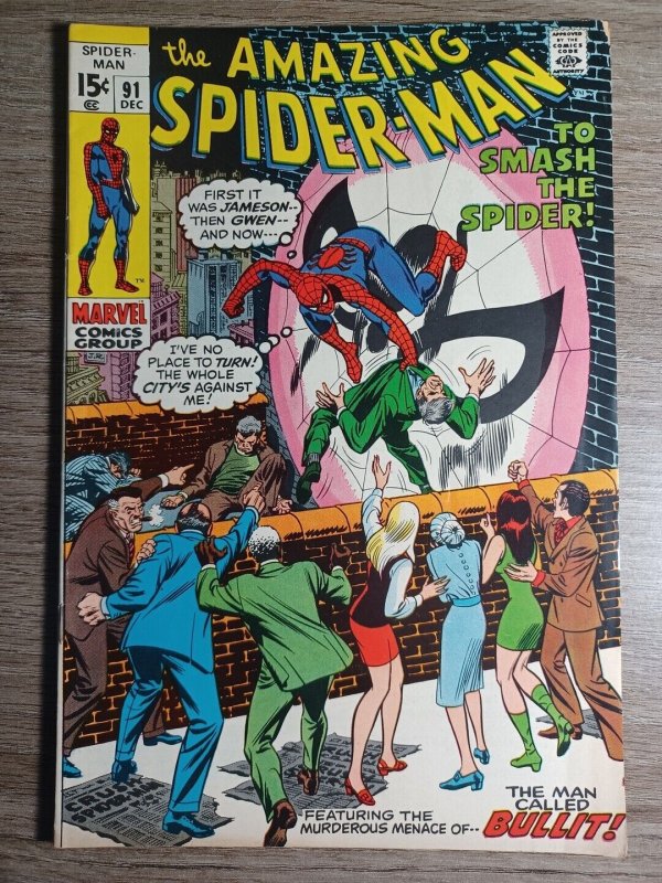 Amazing Spider-Man #91 VF Captain Stacy Funeral Marvel Comics c194