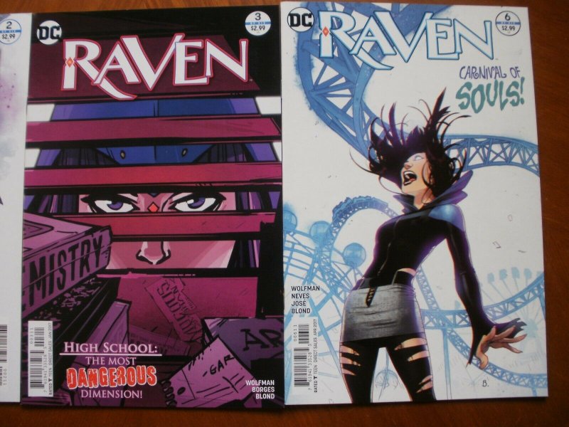 3 Near-Mint DC Comic RAVEN #2 #3 #6 (2016) Wolfman Borges Blond (White Carnival)