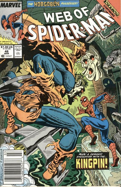 Web of Spider-Man, The #48 (Newsstand) FN ; Marvel | X-Men's Inferno Tie-In Hobg