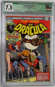 TOMB OF DRACULA 18 (1972) CGC 7.5 WERWOLF VS DRACULA BATTLE (SLAB GRADE)