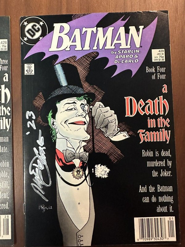 Batman #426-429 Signed Mike DeCarlo. A Death In The Family Full Set 1988 FN-