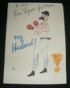 HAPPY BIRTHDAY Husband Kiss Still Packs a Wallop 5x7.5 Greeting Card Art #8876