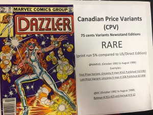 Dazzler (1982) # 20 (VF) Canadian price Variant (CPV)