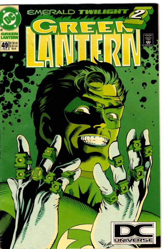 Green Lantern #49 (1990 v3) DC Universe Logo Variant HTF Sinestro FN