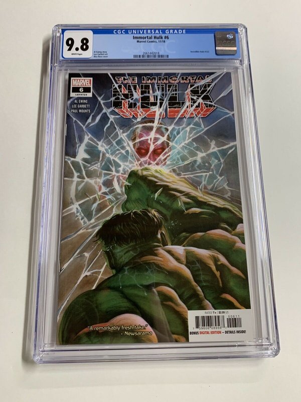 Immortal Hulk 6 Regular Cover Cgc 9.8 White Pages Marvel