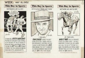 This Day in Sports 5/16-5/18 1960 Rocky Marciano, Original Strip Art, Hollreiser