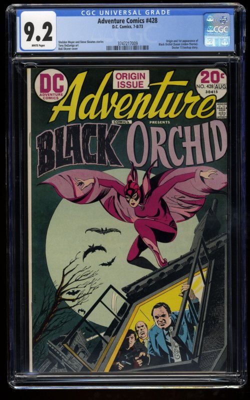 Adventure Comics #428 CGC NM- 9.2 White Pages 1st Black Orchid! DC Superman