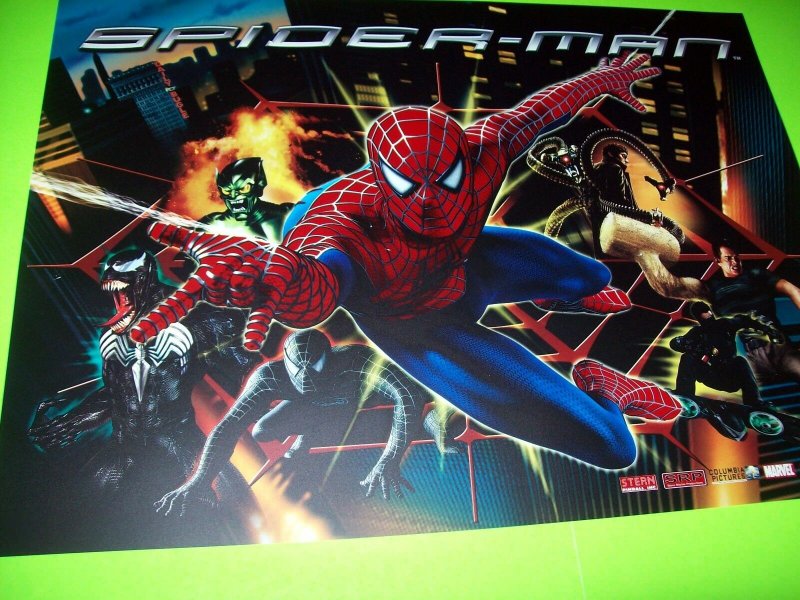 Spider-Man Pinball Machine Translite Original 2008 NOS Marvel Comics Art Venom