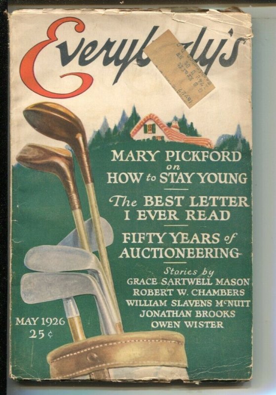 Everybody's 5/1926-golf cover-Mary Pickford-Owen Wister-George Delano art-R W...