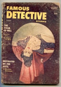 Famous Detective Stories Pulp August 1954- Keyhole cover- Simon Ark