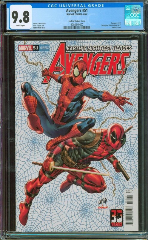 Avengers 51 CGC 9.8 751 Deadpool Variant Liefeld 3534 Marvel 2022 