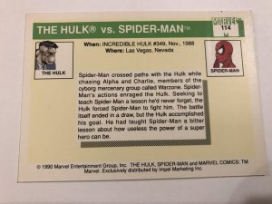 HULK VS. SPIDER-MAN #114 : 1990 Marvel Universe Series 1 card, NM/M, Battles