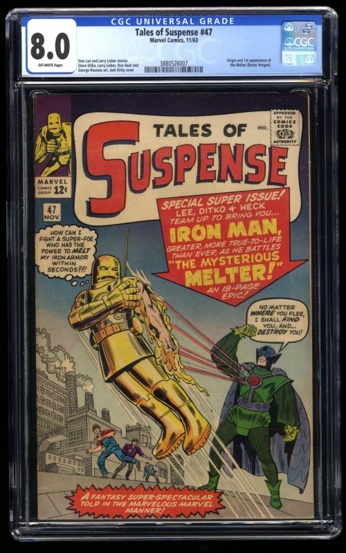 Tales Of Suspense #47 CGC VF 8.0 Off White Iron Man 1st Appearance Melter!