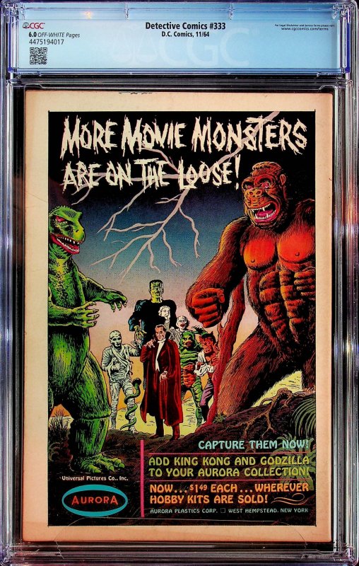 Detective Comics #333 (1964) - CGC 6.0 - Cert#4475194017