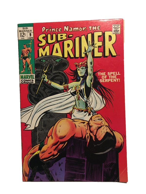 Sub-Mariner #9 1st Serpent Crown 1st King Naga Key 1969 Buscema Severin Marvel
