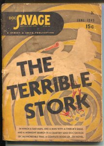 Doc Savage 6/1945- The Terrible stork-hero pulp-VG