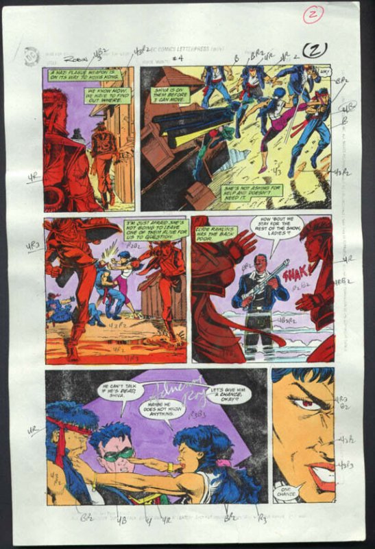 ROBIN #4-1990 PRODUCTION ART-COLOR GUIDE PG 2-TOM KYLE VG