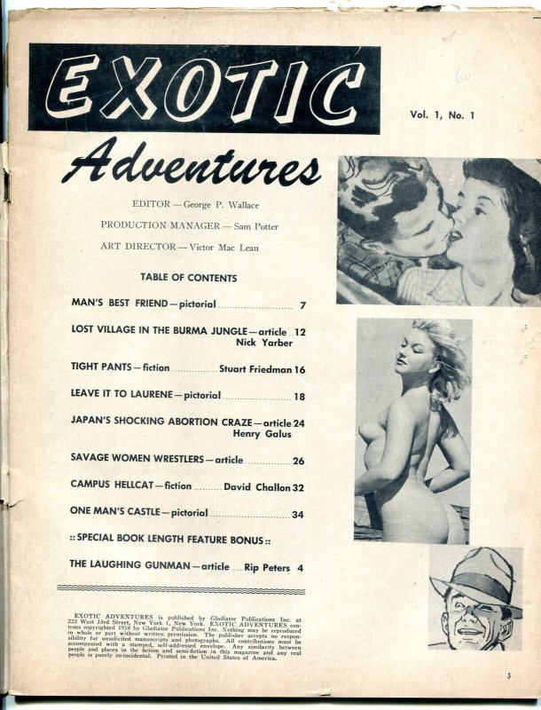 Exotic Adventures Magazine #1 1958- Abortion Craze- Women Wrestlers