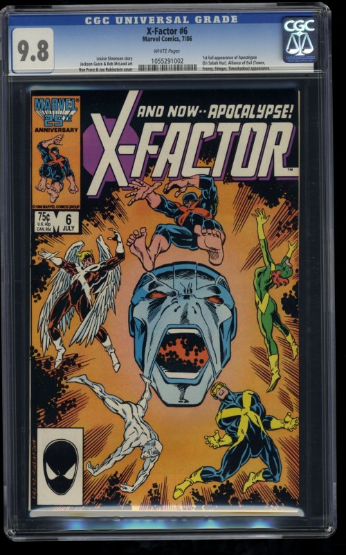 X-Factor (1986) #6 CGC NM/M 9.8 White Pages 1st Apocalypse!