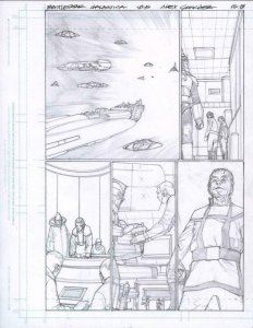 Battlestar Galactica #5 pg 18 Original Penciled art ALEX SANCHEZ Cylon & Ships 
