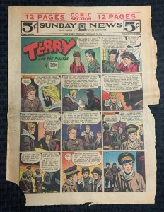 1944 1/9/44 TERRY AND THE PIRATES Milton Caniff 11x15 Sunday Comic Strip Page