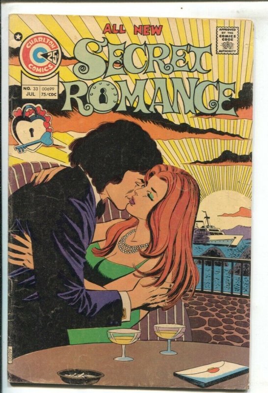 Secret Romance #33 1974-Charlton- sunset cover-spicy art-VG 