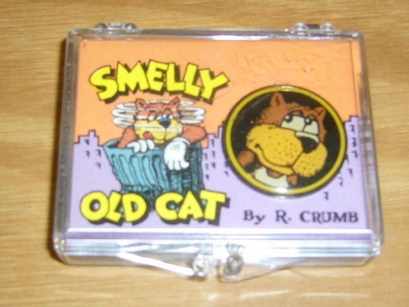 Smelly Old Cat pin with case - robert crumb - underground comix creator