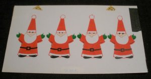 MERRY CHRISTMAS Four Santa Claus w/ Hands Out 7x4 Greeting Card Art #252
