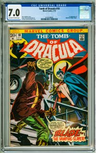 Tomb of Dracula #10 CGC 7.0! OWW Pages! 1st App of Blade the Vampire Slayer!
