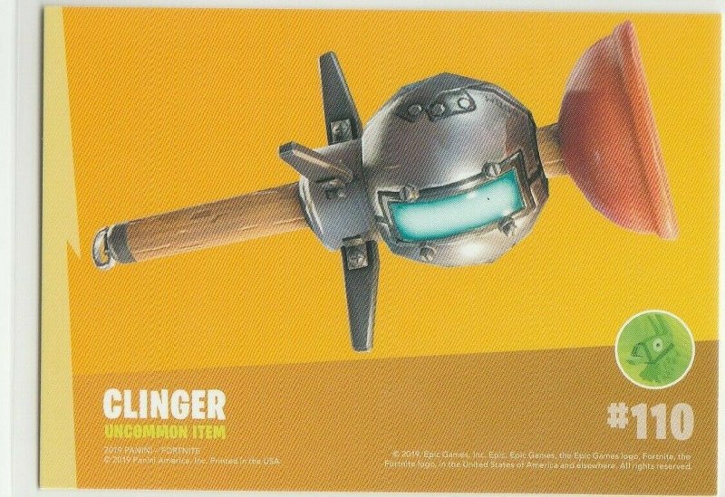 Fortnite Clinger 110 Uncommon Item Panini 2019 trading card series 1