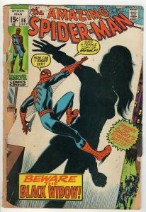 Amazing Spider-Man #86 ORIGINAL Vintage 1970 Marvel Black Widow Split Cover