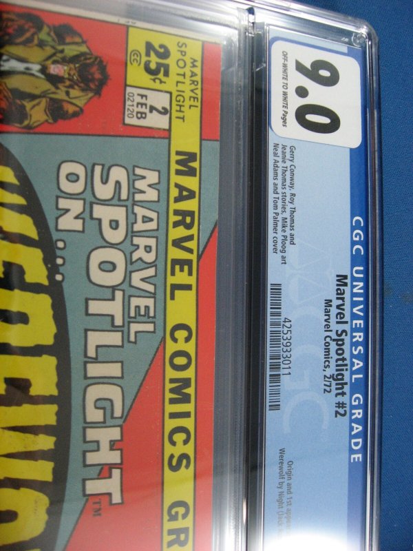 MARVEL SPOTLIGHT 2 WEREWOLF BY NIGHT CGC 9.0 NEAL ADAMS