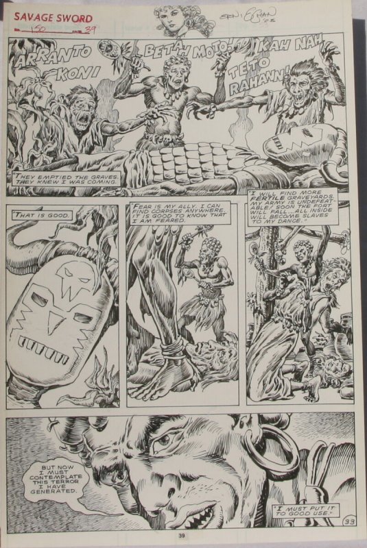 ERNIE CHAN Published Original Art SAVAGE SWORD of CONAN #150,pg 39, Signed w/art