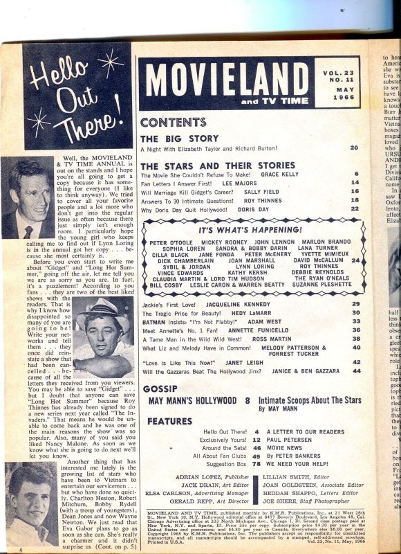 Movieland And TV Time-Grace Kelly-Sally Field-Heddy Lamarr-May-1966