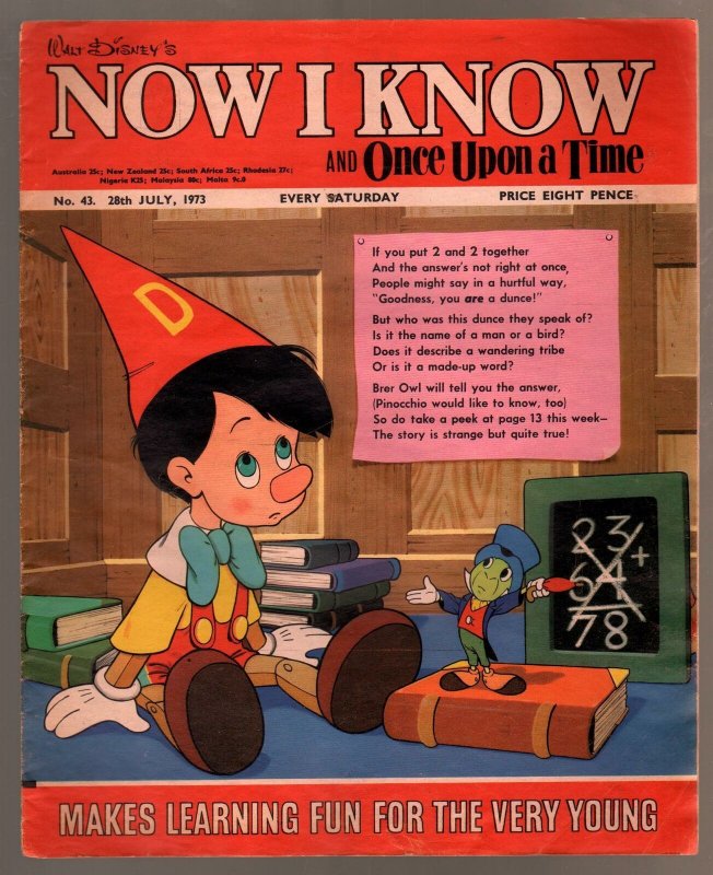 Walt Disney's Now I Know #43 1973-U.K-Pinocchio-G