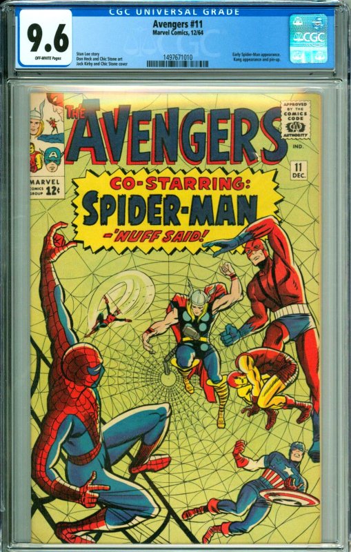 Avengers #11 (Marvel, 1964) CGC Graded 9.6 Early Spider-Man Appearance. Kang ...
