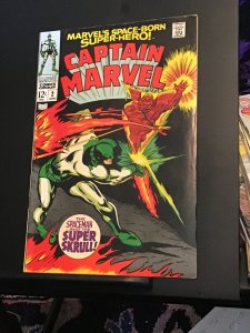 Captain Marvel #2 (1968) High-grade sharp black cover, Super Skrull VF/NM Wow!
