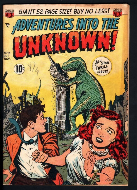 ADVENTURES INTO THE UNKNOWN #13-leoard starr-vampire story-1950-horror