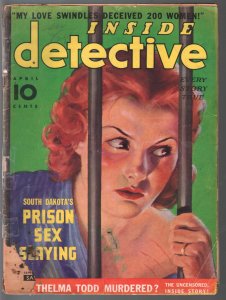 Inside Detective 4/1936-woman in prison cover-Thelma Todd murder-FR